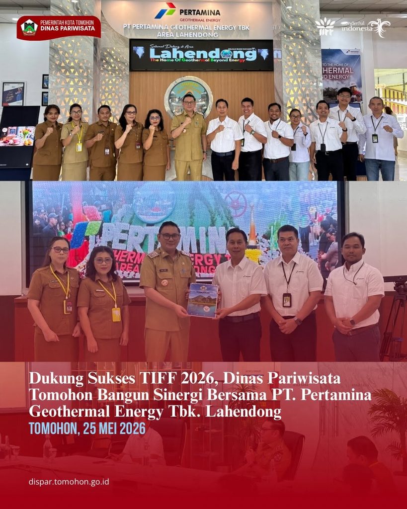 kolaborasi terhadap pelaksanaan Tomohon International Flower Festival (TIFF) 2026, Dinas Pariwisata Kota Tomohon melaksanakan agenda audiensi bersama PT Pertamina Geothermal Energy Tbk Area Lahendong.