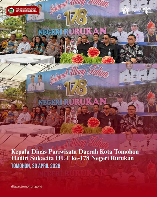 kepala dinas pariwisata daerah kota tomohon hadiri sukacita HUT Ke-178 Negeri Rurukan tomohon